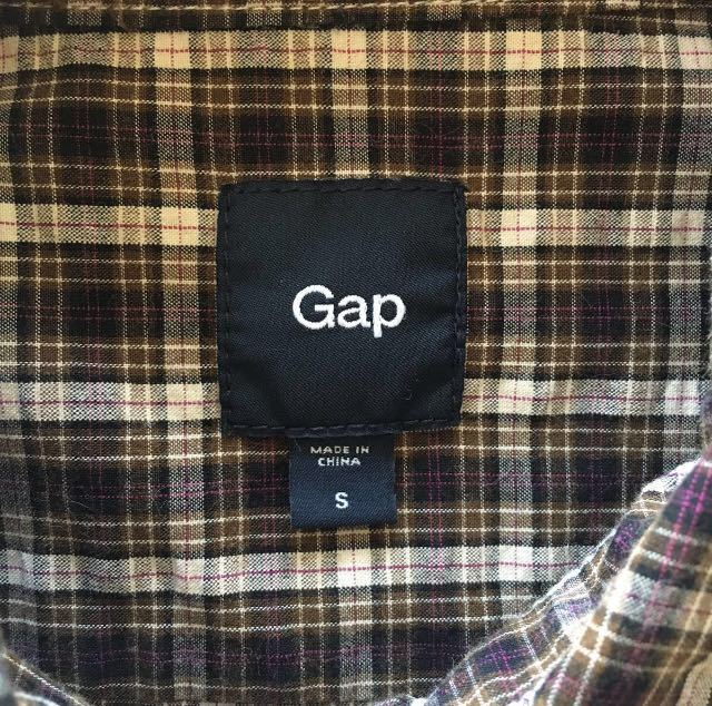 【GAP】チェック柄 半袖シャツ・ブラウン Sサイズ_画像4