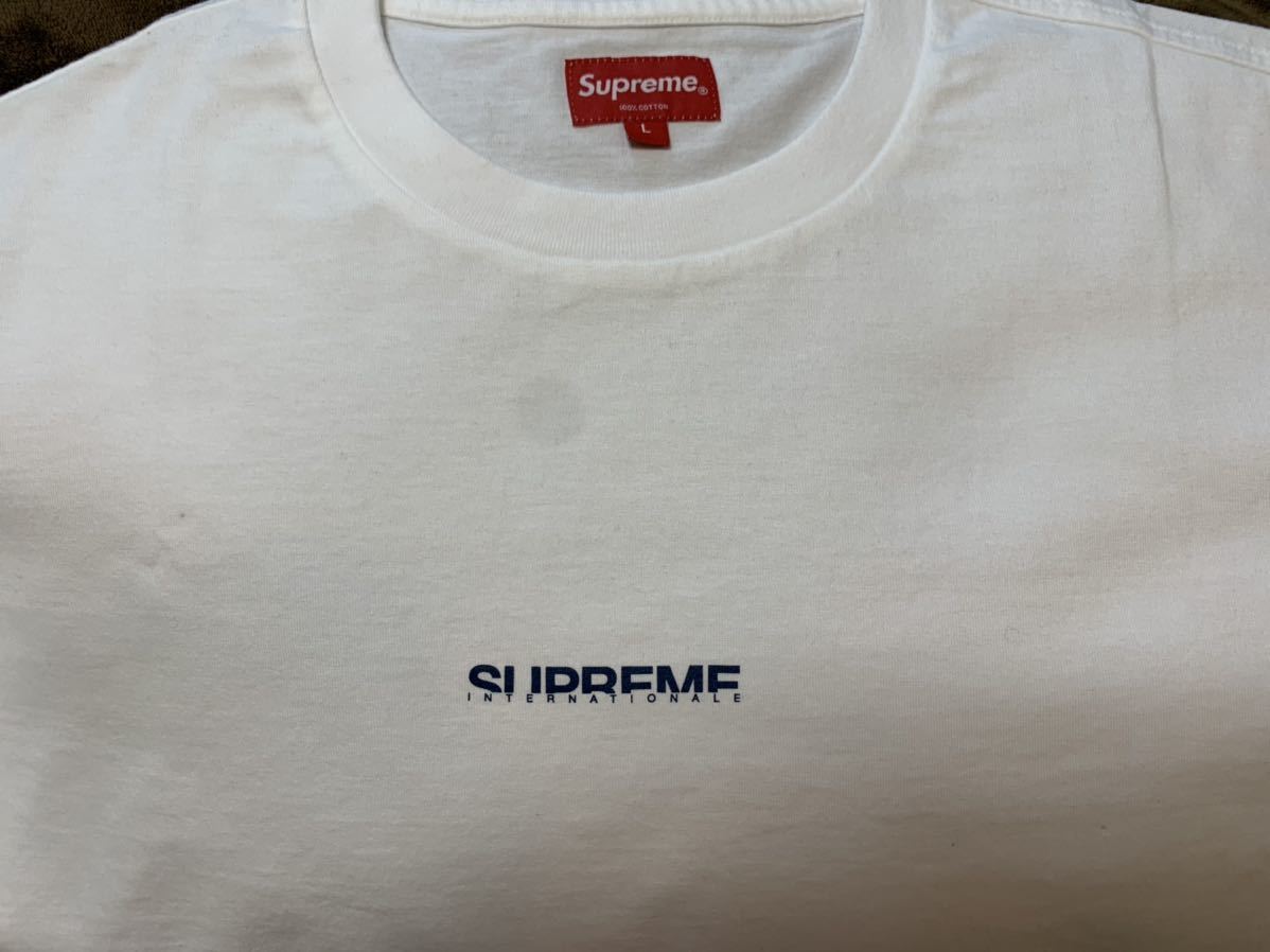 L Supreme Internationale S/S Top White Large 19FW Tee シュプリーム インターナショナル トップ Tシャツ 半袖 ホワイト 白 19AW 中古_画像7