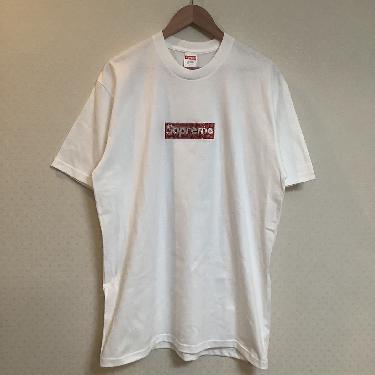 Supreme シュプリーム 2019S/S Swarovski Box Logo Tee スワロフスキー ボックスロゴ Tシャツ ホワイト サイズL