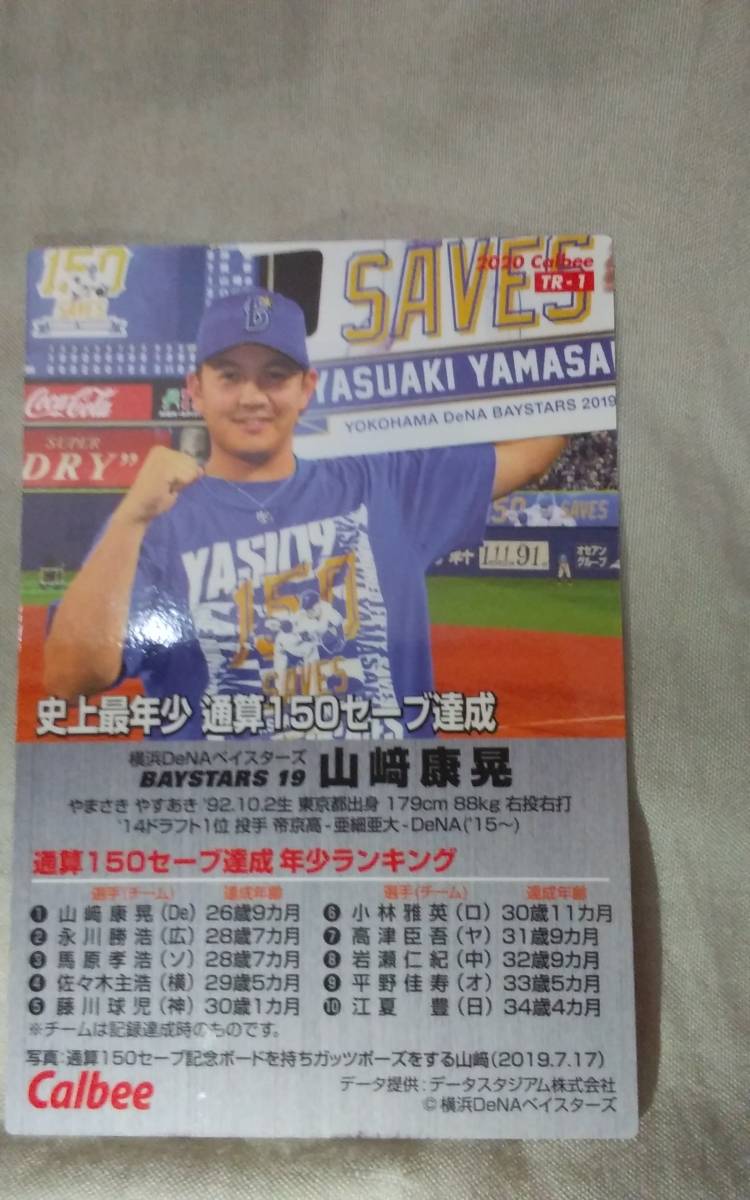 カルビー　プロ野球チップスカード　2020　第1弾　THE RECORD　TR-1 横浜DeNAベイスターズ　山崎康晃　_画像2