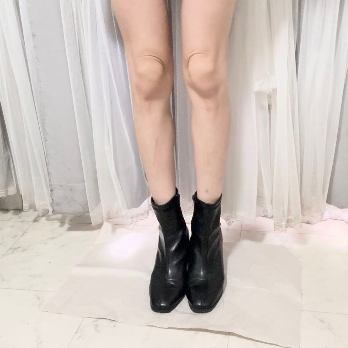 ブラック ブーツ 黒 シューズ レザー(使用感あり)