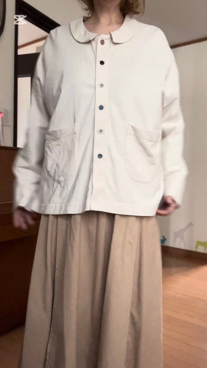 Emago トップス ブラウス 幅広 カットソー ロンT 長袖 古着 生成