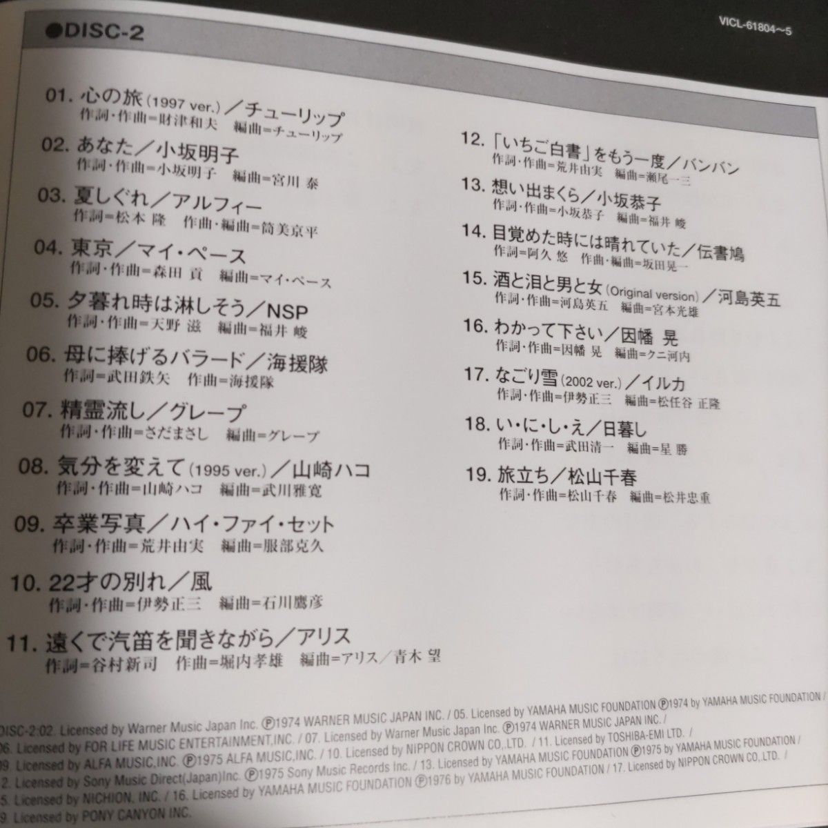 俺たちのフォーク CD2枚組 オムニバス全40曲 帯付き