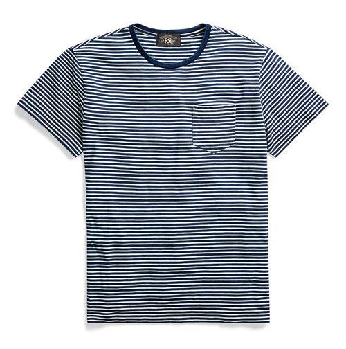 新品*RRL*インディゴ ストライプド ポケット Tシャツ*S*　ダブルアールエル_画像1