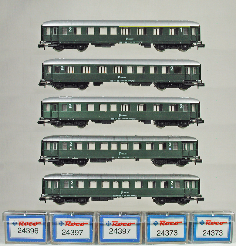ROCO #24373、#24396、#24397 ＯeＢＢ（オーストリア国鉄） アイルツークワーゲン グリーン塗装　５輛セット
