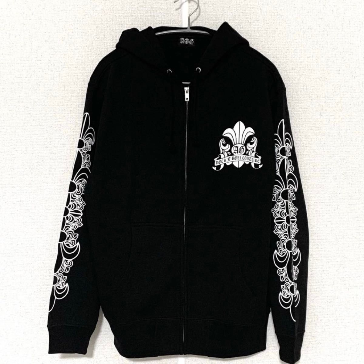 A&G エーアンドジー Mサイズ 黒パーカー フローラルFDL ジップパーカー 新品・Mサイズ】A&G エーアンドジー フローラルFDL ジップ