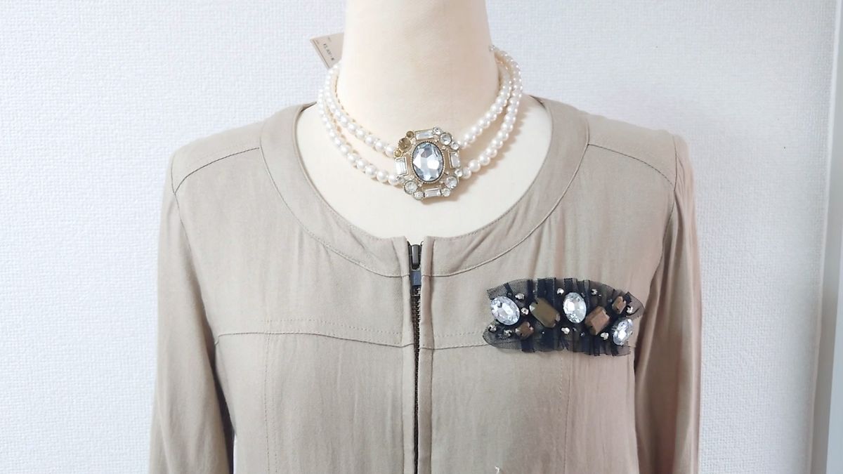 美品★アンレリッシュ ファー付きノーカラージップアップジャケット Mサイズ