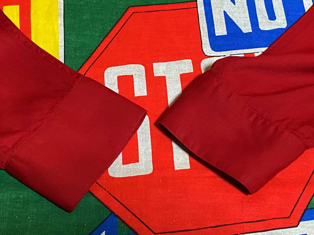 ★コンディション◎な1枚★Made in USA製アメリカ製ARROWアロービンテージレーヨンギャバシャツ50s50年代60s60年代ハンドステッチ赤単色S_画像6
