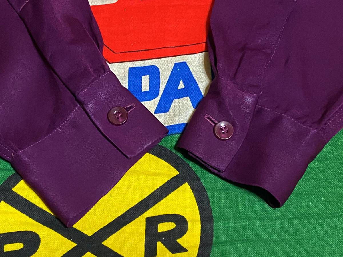 【珍色】Made in USA製アメリカ製TOWNCRAFTタウンクラフトビンテージレーヨンギャバシャツハンドステッチ紫色パープル40s40年代50s50年代M_画像9