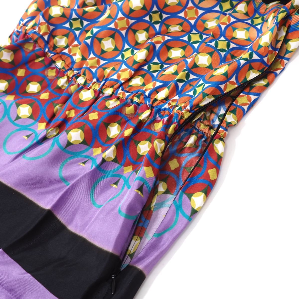 4-ZF094◎【美品】エトロ ETRO イタリア制 シルク ワンピース マルチカラー 38 正規(guī)品 レディース