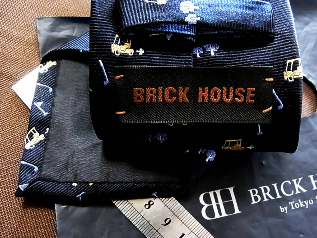 0^o^0ocl♪rb1866美品 【刺繍・自動車・ゲートボール】ブリックハウス「BRICK　ＨＯＵＳＥ」ネクタイ_画像3