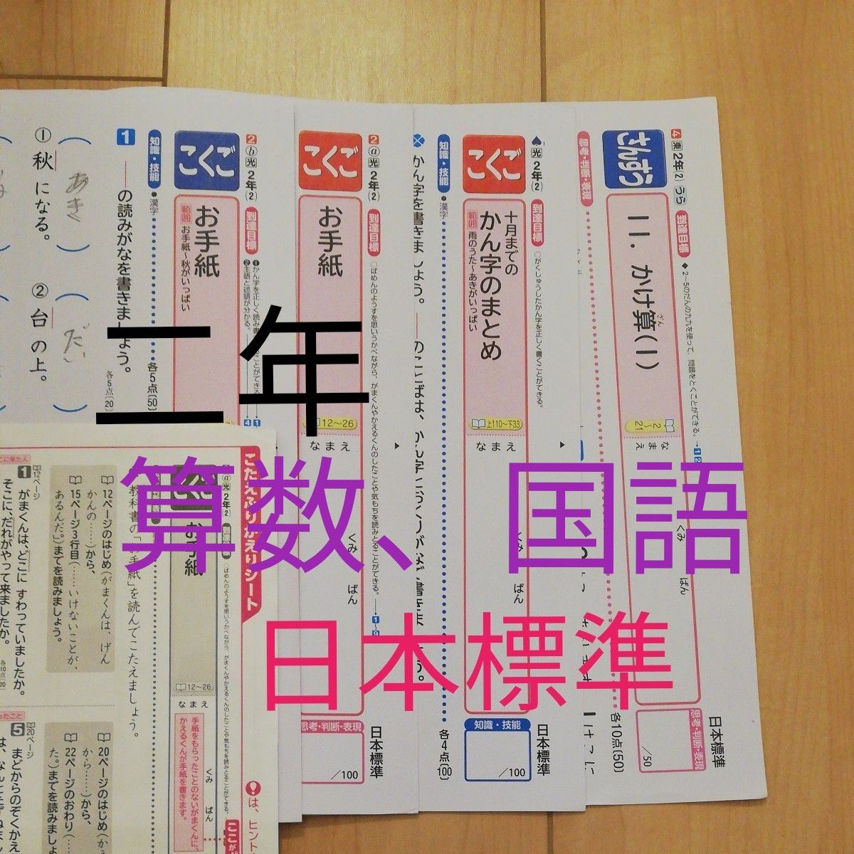 小学2年生 国語、算数 カラーテスト74枚1年分 小学2年生 国語、算数 カラーテスト74枚1年分 小学2年生 国語、