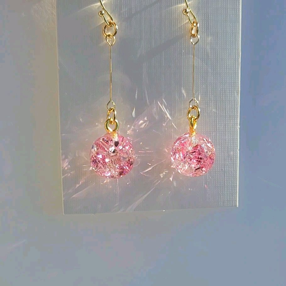 桜カラー スワロフスキー レジン ピアス イヤリング