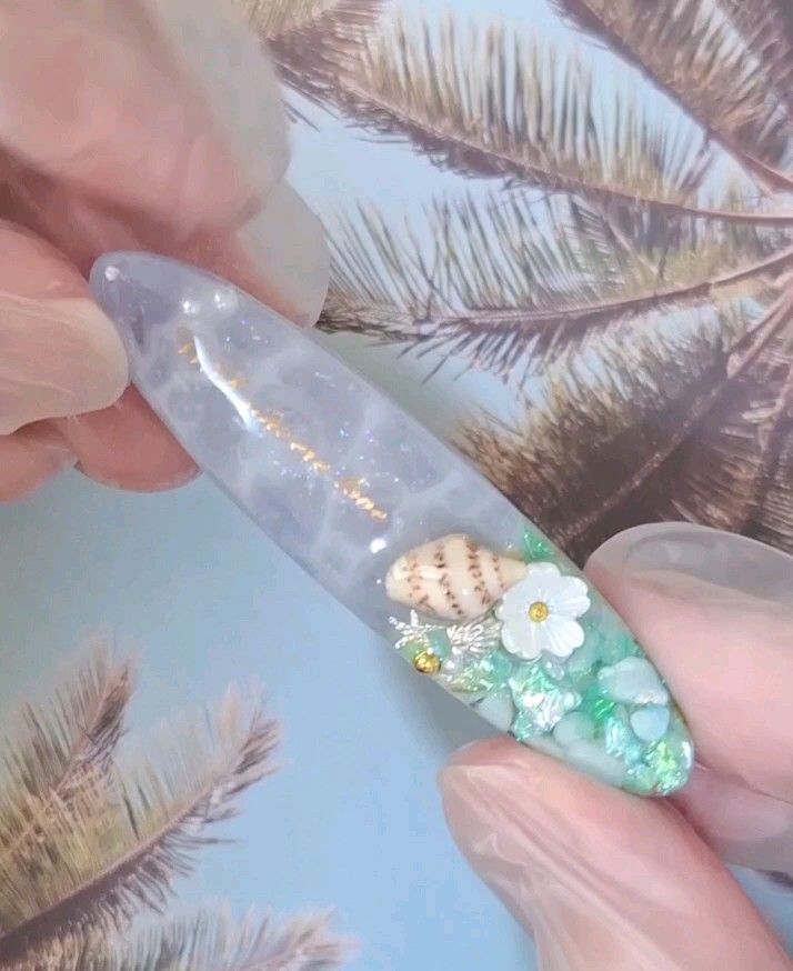 *island sea* レジン ヘアクリップ ヘアアクセサリー ヘアピン ハンドメイド 《海 貝 フラワー》 No.159