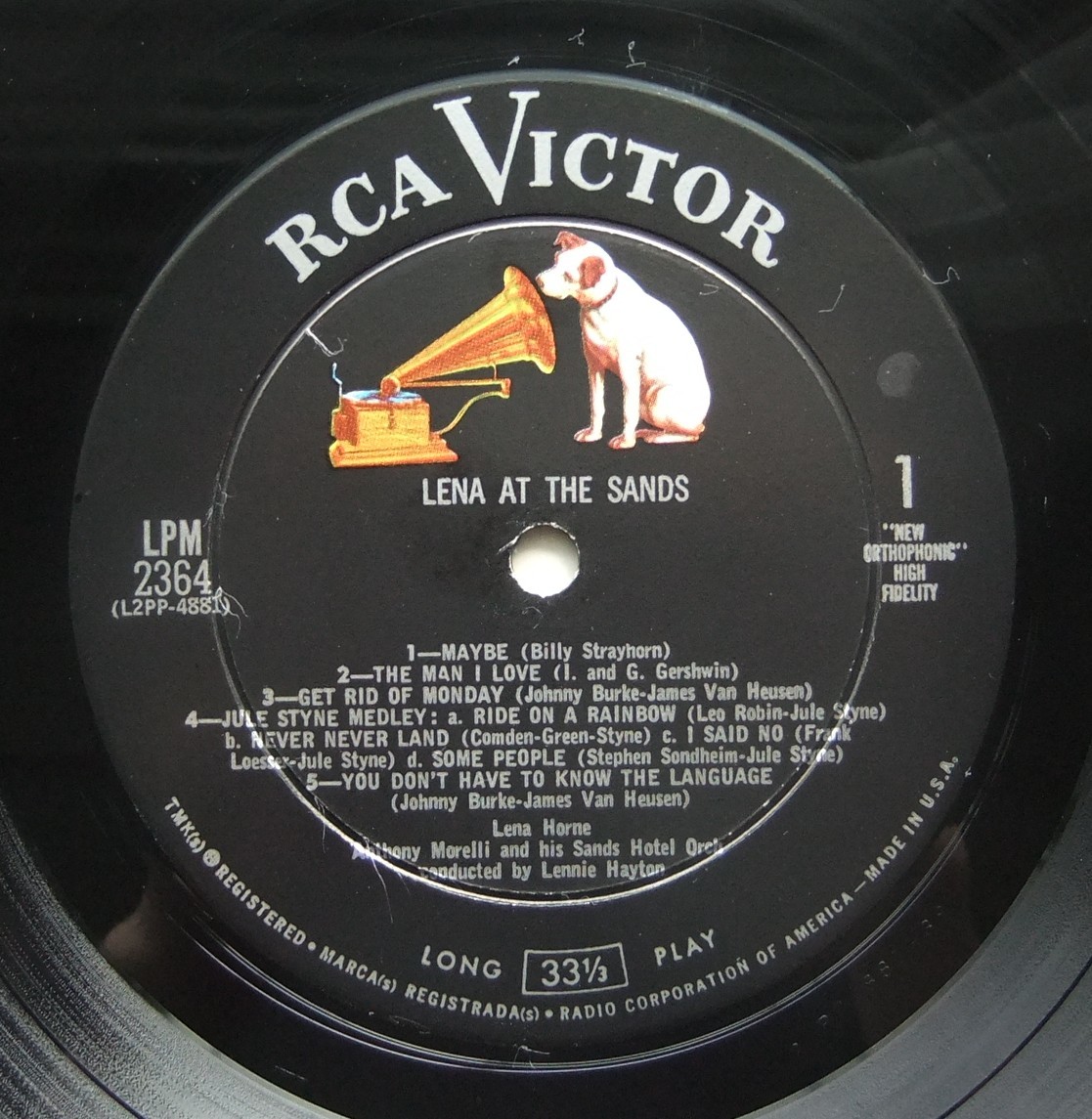 ◆ LENA HORNE / Lena At The Sands ◆ RCA LPM-2364 (dog:dg) ◆ W_画像3