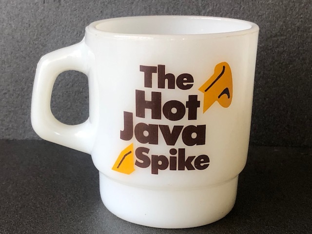  last repeated price cut VINTAGE MUG Fire King hot Java spike start  King mug ..FIRE KING Hot Java Spike VG-20