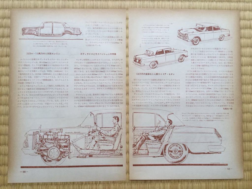 旧車 車雑誌から切り取った ニッサン セドリック 2800 スペシャル 構想図解 当時物_画像2