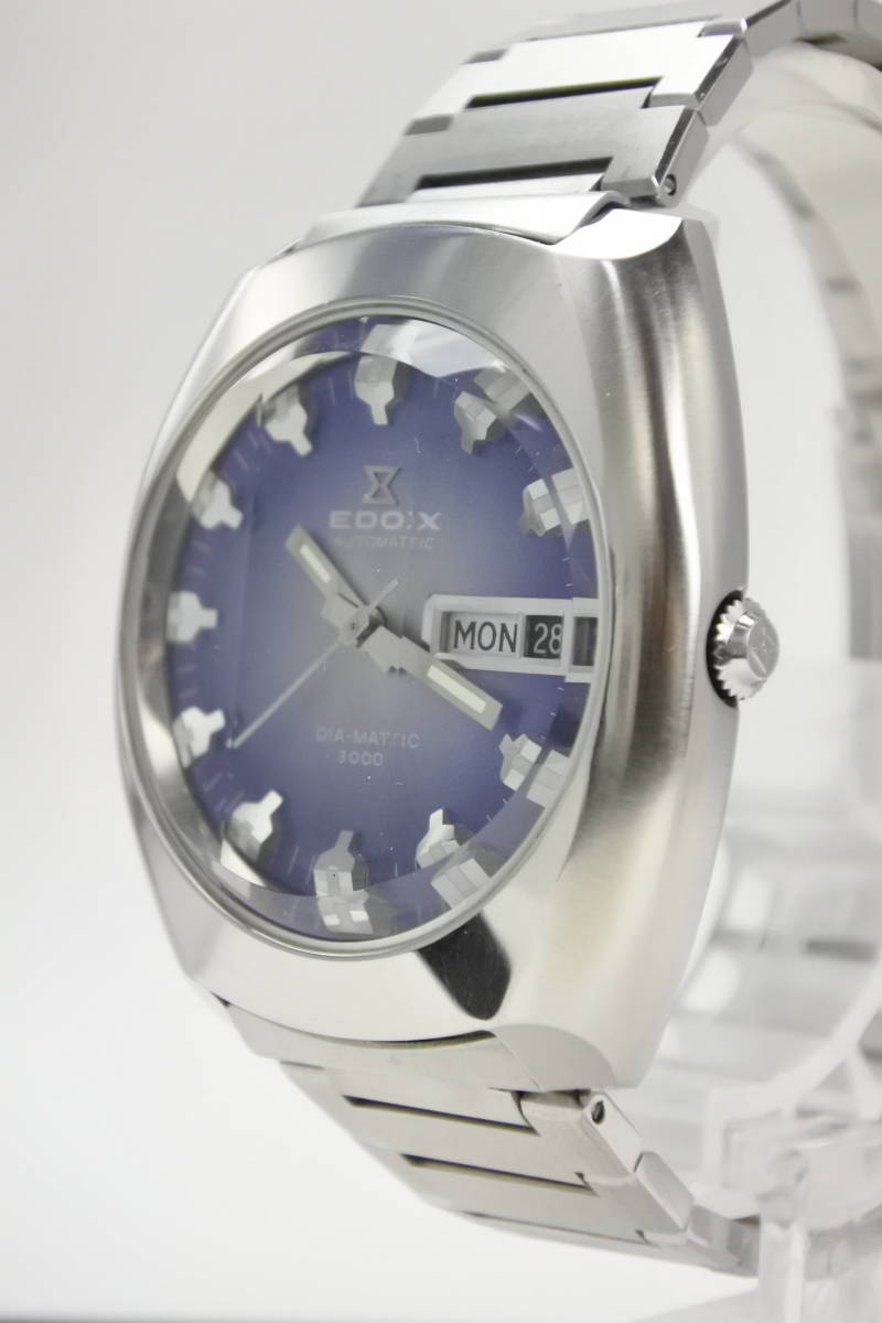☆☆☆70年代スイス名機　 EDOX 　Diamatic3000 腕時計 　希少お洒落文字盤 　自動巻紳士腕時計 　未使用_画像4