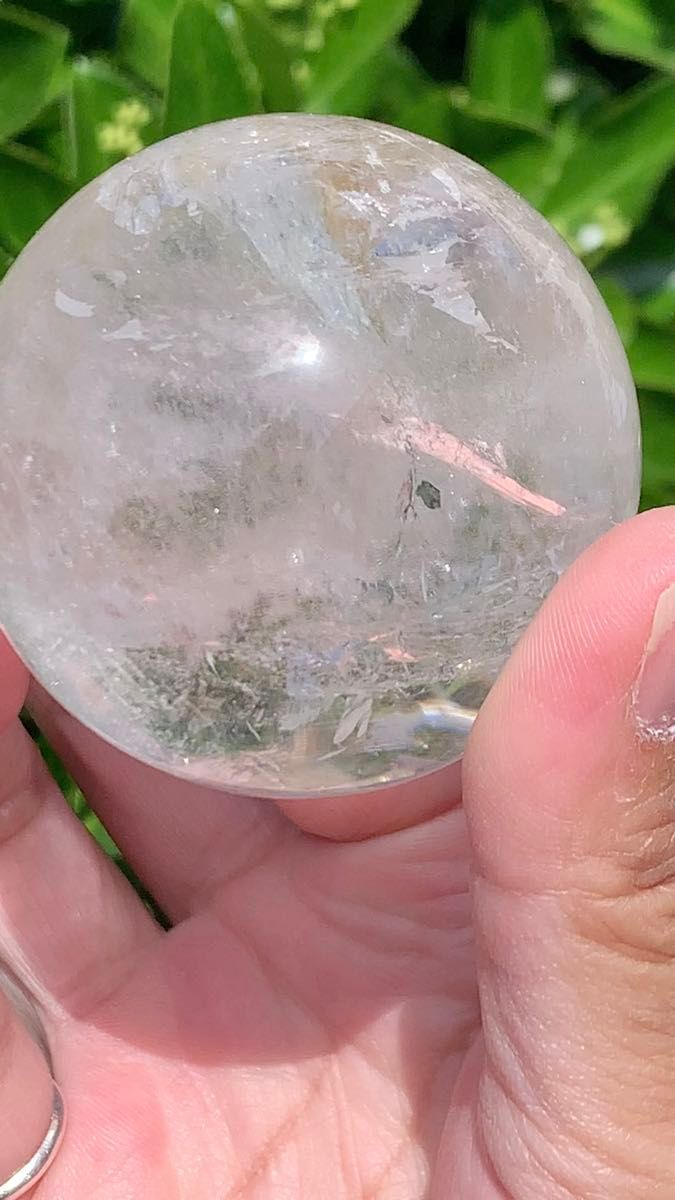 天然石 水晶スフィア 丸玉 レインボー