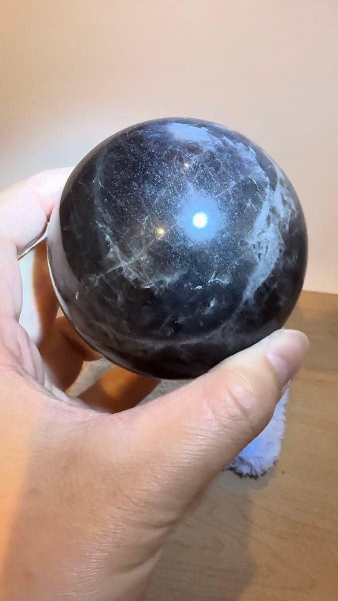 スターモリオン スフィア 丸玉 黒水晶 虹 天然石