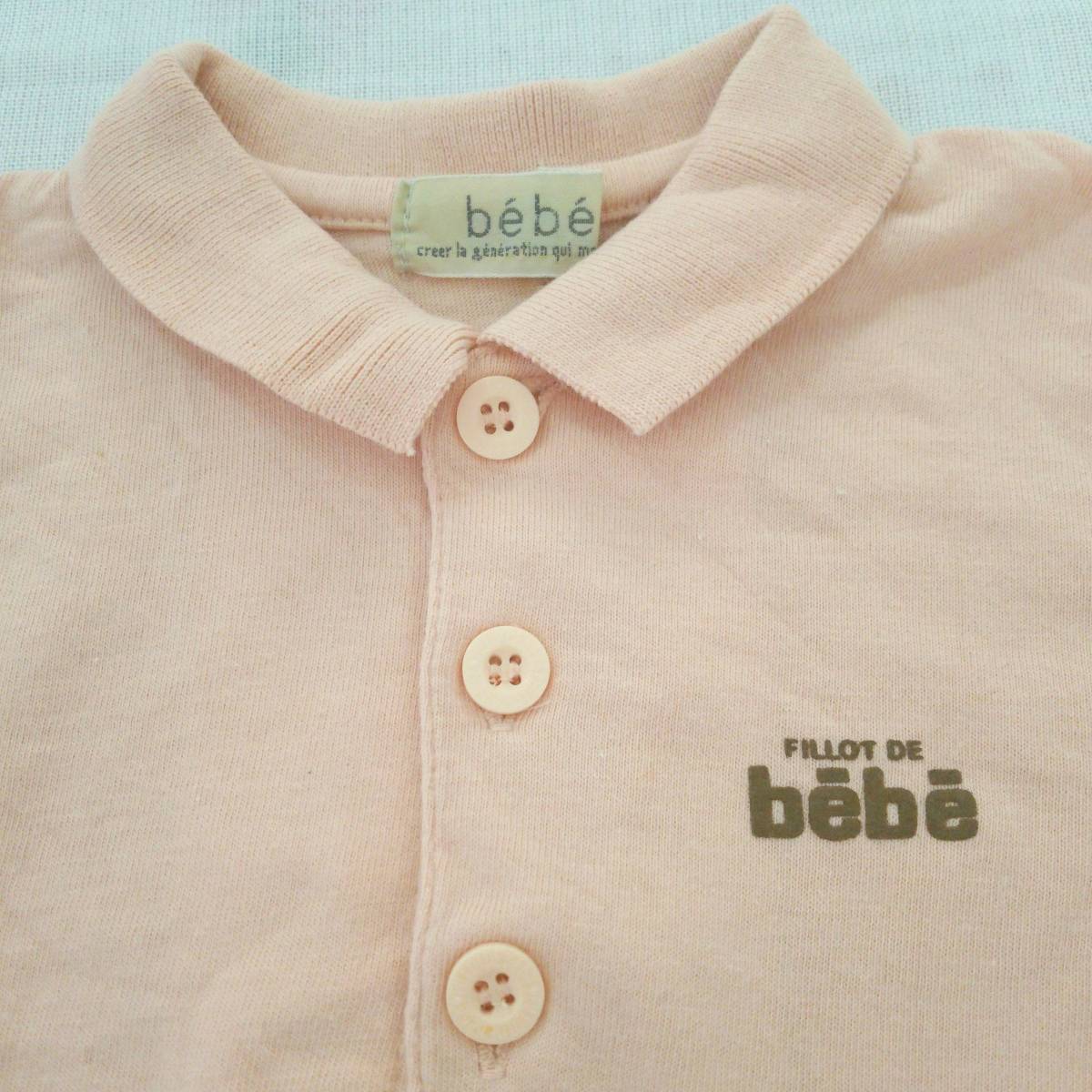 t5*BEBE Bebe * бренд б/у воротник имеется простой . стандартный рубашка-поло с длинным рукавом long T 95. salmon розовый цвет хлопок 100% девочка 