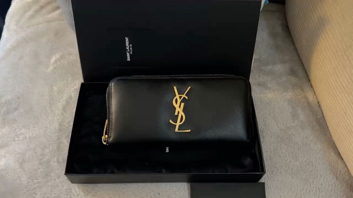 正規品 SAINT LAURENT 長財布 レザー YSLロゴ ブラック 黒 モノグラム
