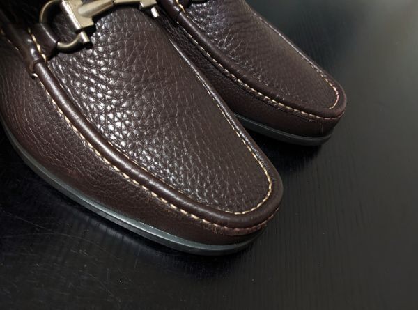 フェラガモ 7EEE Ferragamo ガンチーニ シボレザー ソフトドレスローファー 濃茶 48