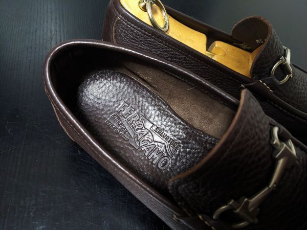 フェラガモ 7EEE Ferragamo ガンチーニ シボレザー ソフトドレスローファー 濃茶 48