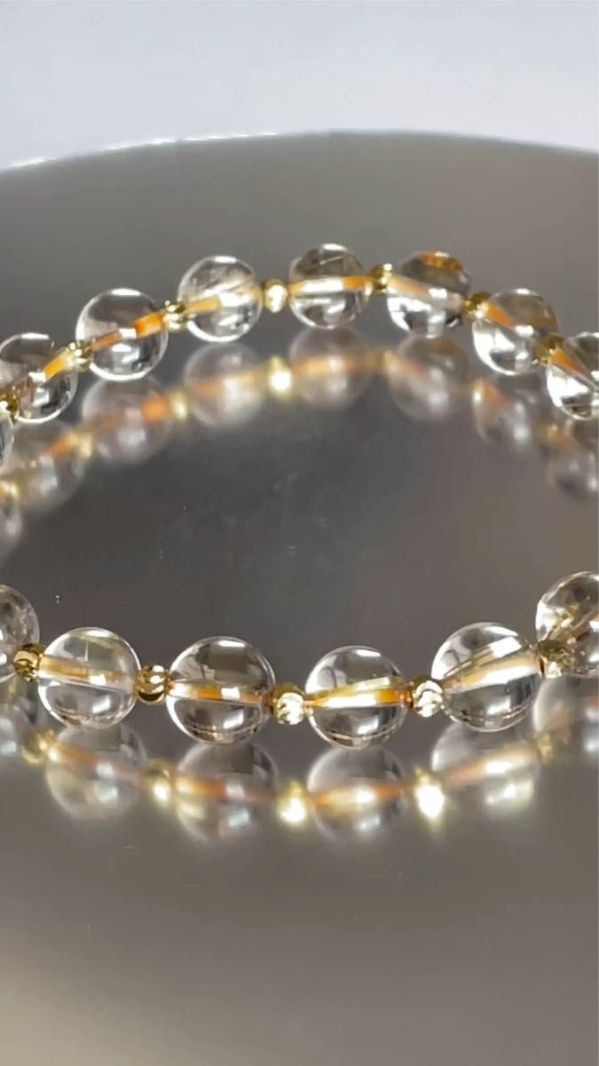 ゴールドルチル(金線水晶)パワーストーンブレスレット【完全天然石】エネルギー引き出し済 完全浄化 本物 アクセサリ スピリチュアル