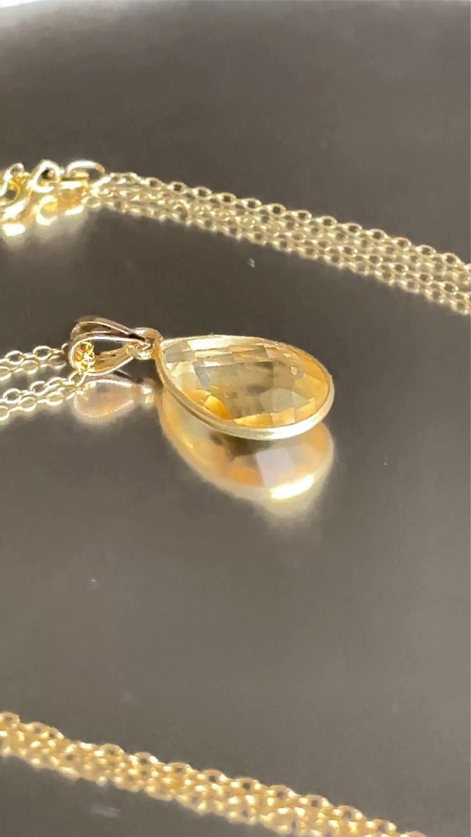 シトリン(黄水晶)パワーストーンネックレス【完全天然石】エネルギー引き出し済 完全浄化 18KGP 本物 アクセサリ スピリチ