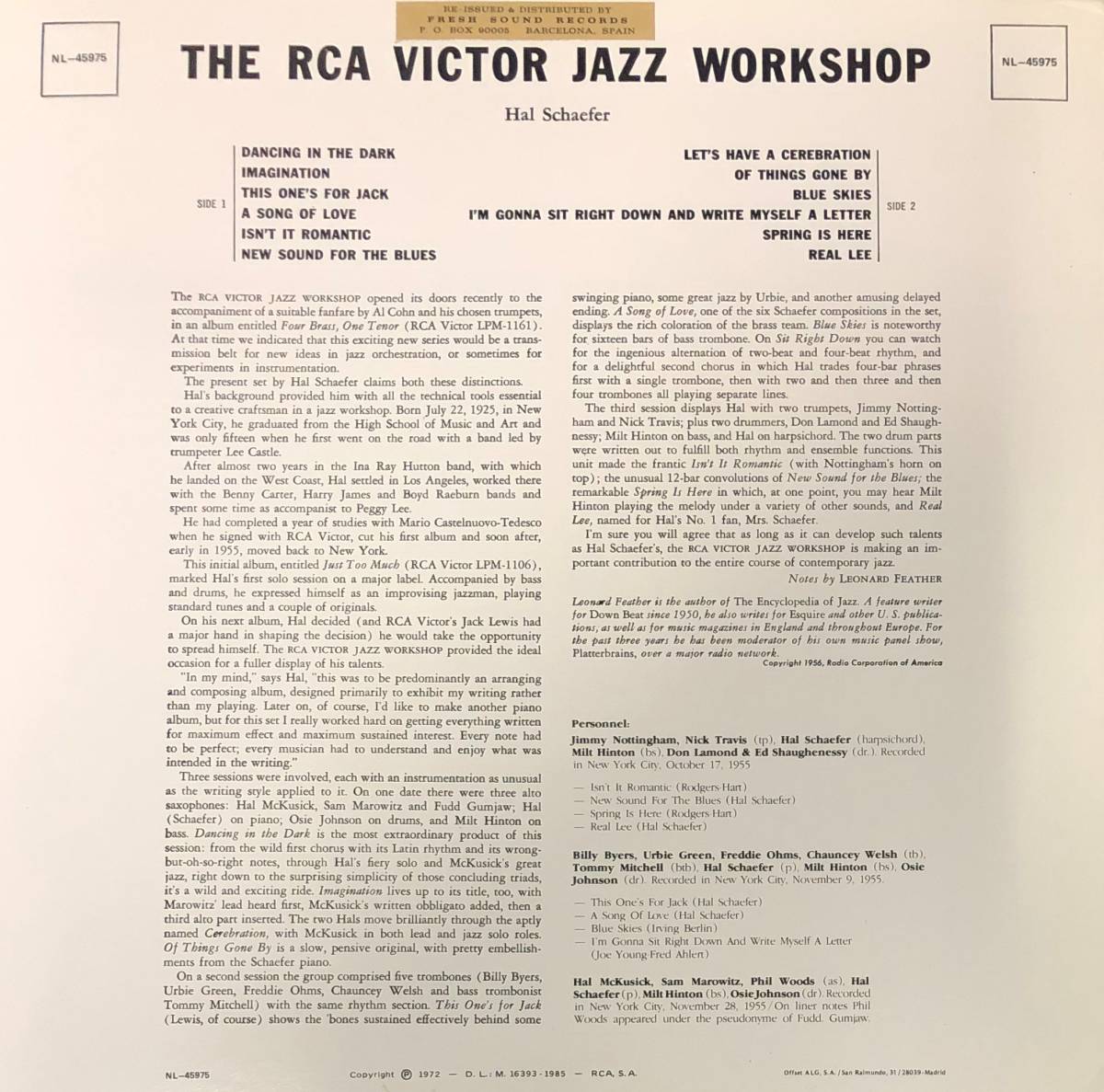 ♪試聴♪Hal Schaefer / The RCA Victor Jazz Workshop_画像2