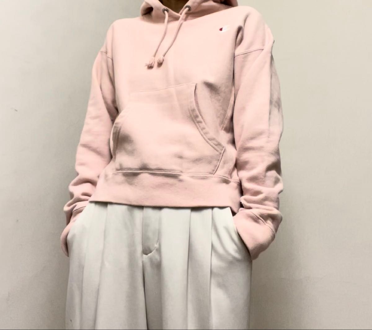 P00276 Champion チャンピオン REVERSE WEAVE リバースウィーブ パーカー ロゴ ピンク XS
