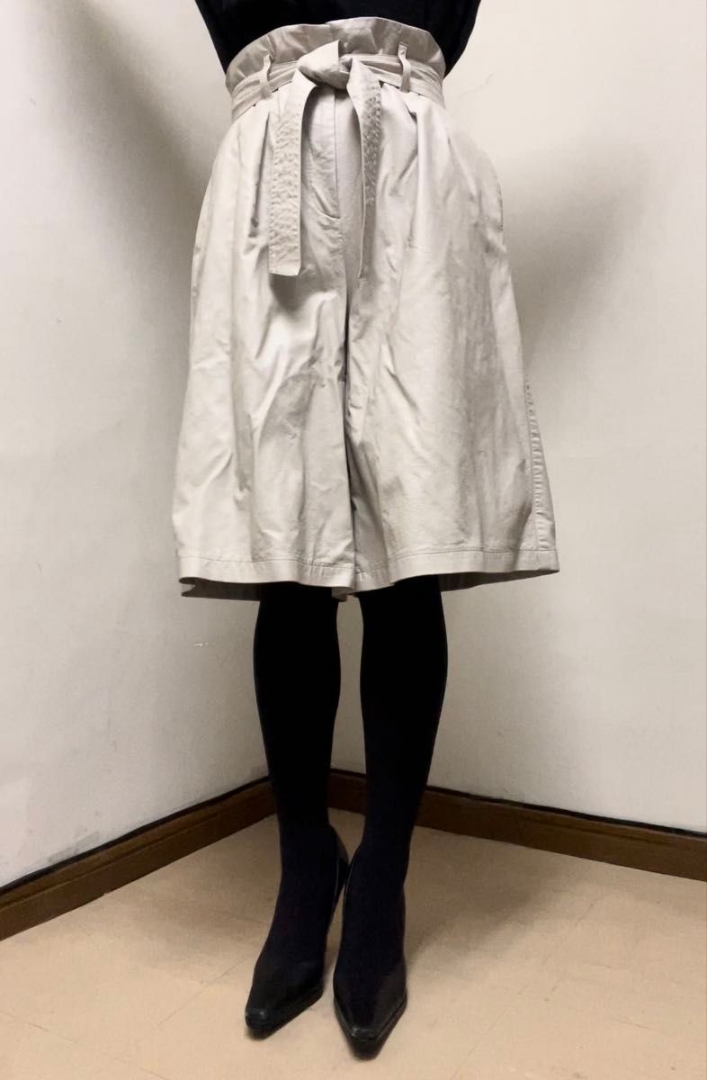 P00271 BALLSEY ボールジィ パンツ レザーライクウェットクロス ハイウエストハーフパンツ レディース ベージュ 36