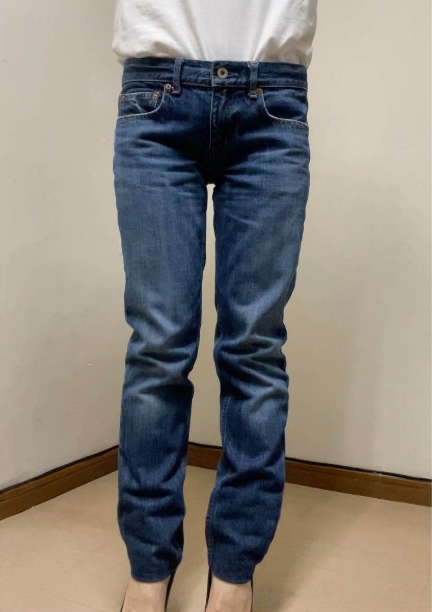 P00268 SPICKAND SPAN ローライズスリムデニムパンツ 色落ちgood 美脚 脚長効果大 36 ジーンズ