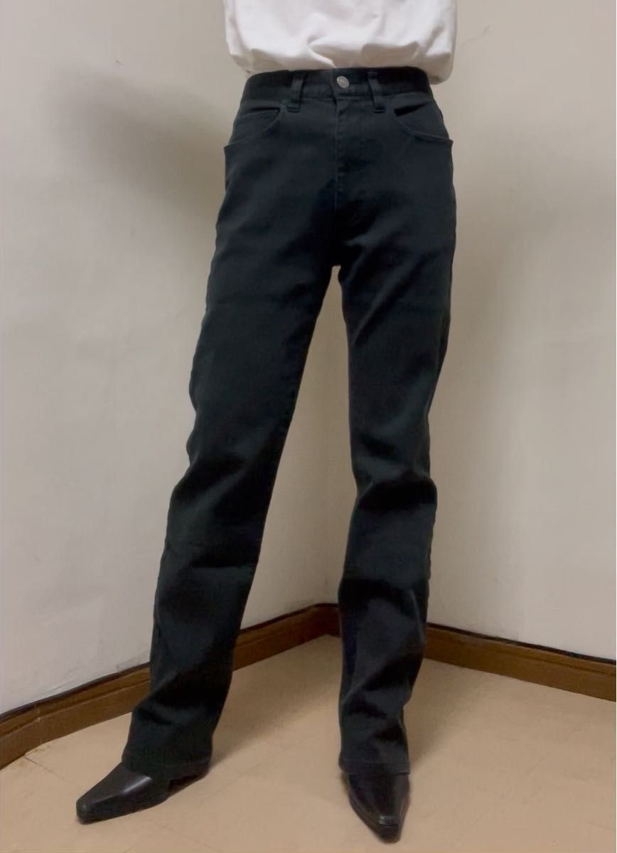 P00284 90‘s 希少 オールドユニクロ UNIQLO ストレッチ ストレート 美脚 パンツ S 脚長効果 色褪せあり