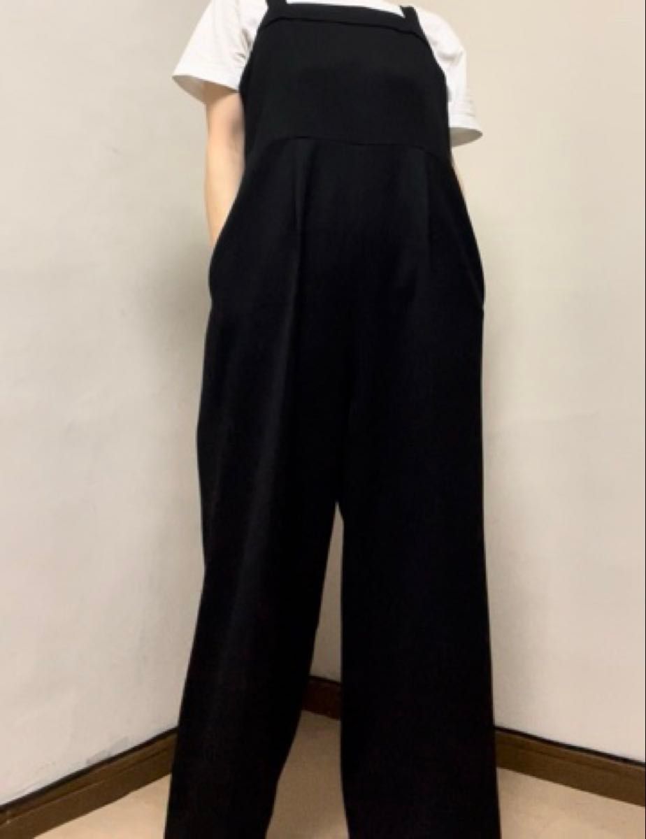 P0027 BEAMS HEART ツイル キャミサロペットツイル キャミサロペット オールインワン 黒 オーバーサイズ