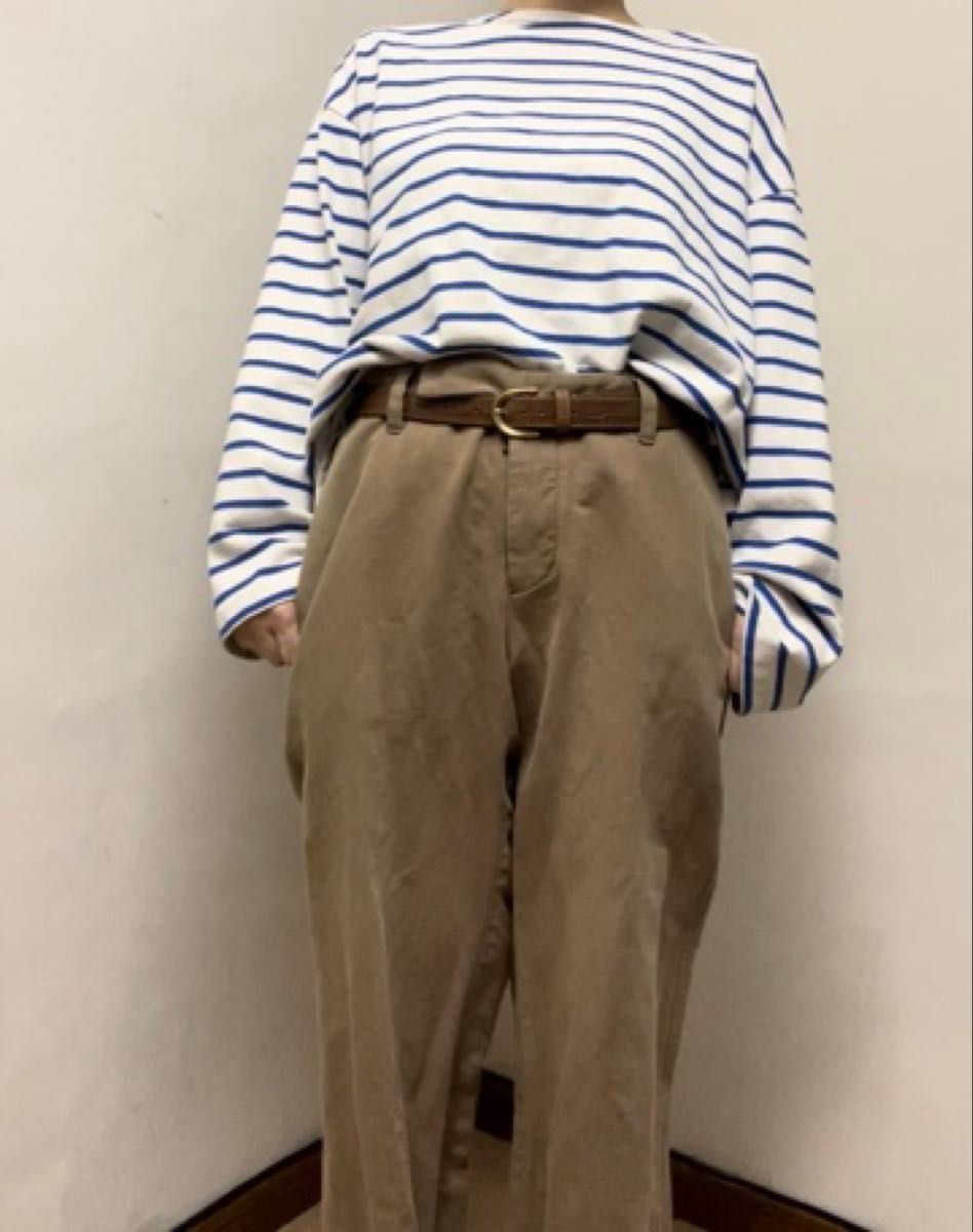 P00301 WEGO ブルーボーダー ロンT 定番ロンT コットンT ボーダー 長袖Tシャツ M カットソー ナチュラル