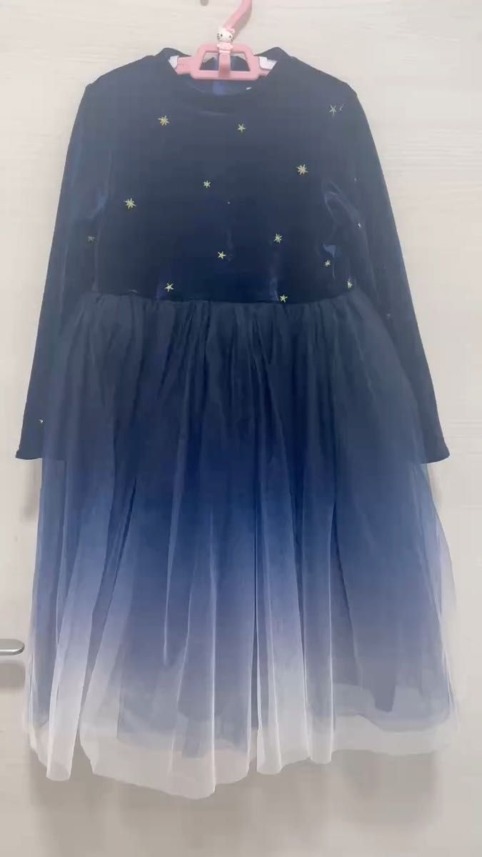 女の子 フォーマルワンピース ネイビー レースドレス120cm