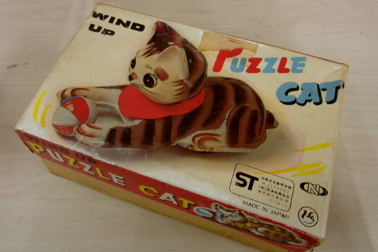 ■中山商会 ゼンマイ ブリキ猫 回転猫 WIND UP PUZZLE CAT 日本製 ねこ ネコ 昭和レトロ