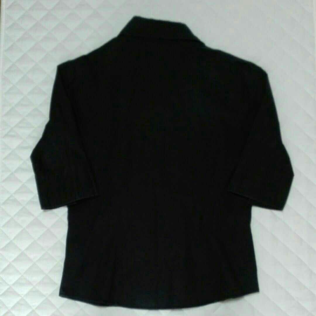 M 半袖シャツブラウス　レディース女性用　五分袖　綿100% 綿シャツ　黒シャツ