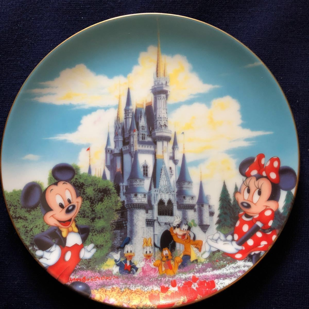 レア*東京ディズニーランド シンデレラ城&ミッキーと仲間達 陶器 飾り