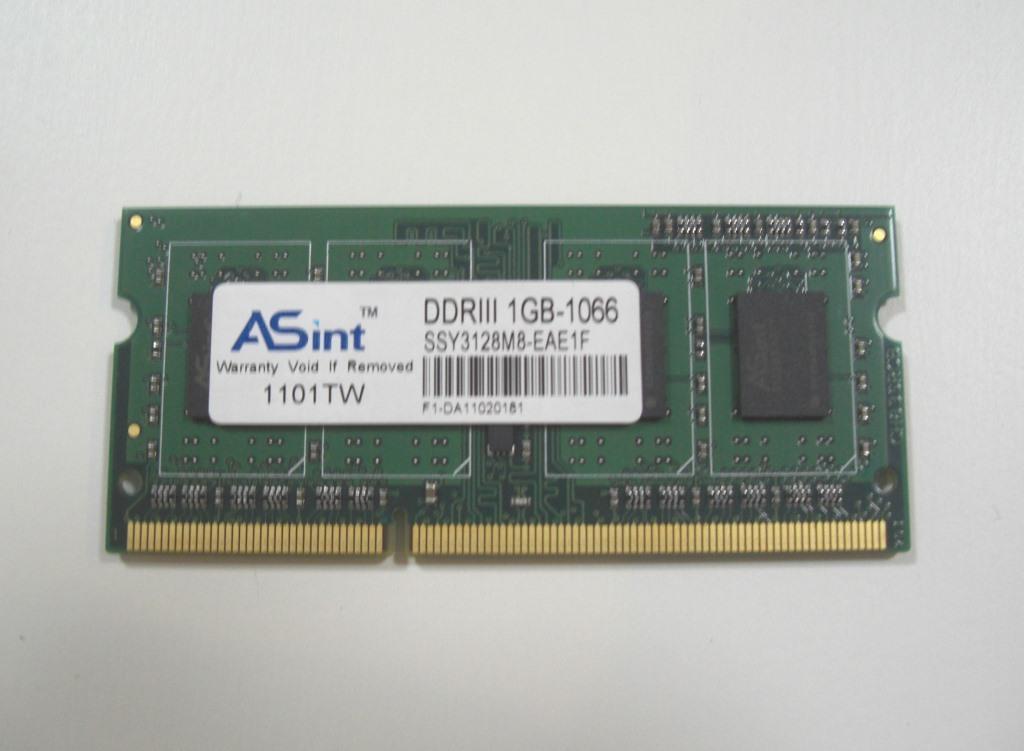【即決・送料無料】ASint DDR3 1066 PC3-8500 1GB 204-Pin SDRAM SO-DIMM ノート用メモリ