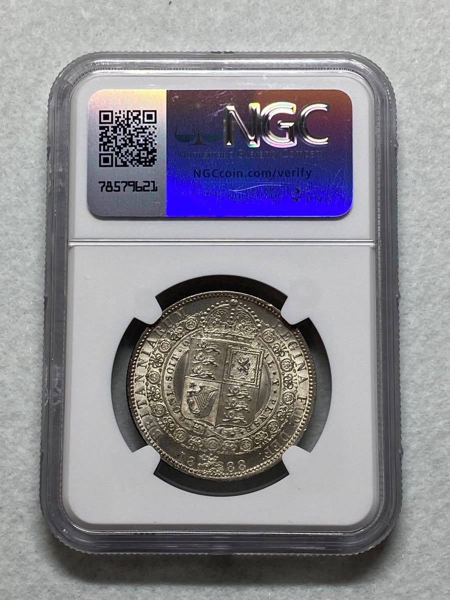 1888年 イギリス 1/2クラウン銀貨 ジュビリーヘッド MS64 高鑑定 1888年 イギリス 1/2クラウン銀貨 ジュビリーヘッド MS64 高鑑定