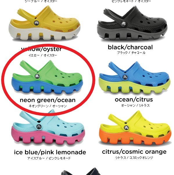 13cm クロックス crocs デュエット スポーツ クロッグ キッズ(duet sport clog kids) ネオングリーン/オーシャンC4/5 新品_画像2