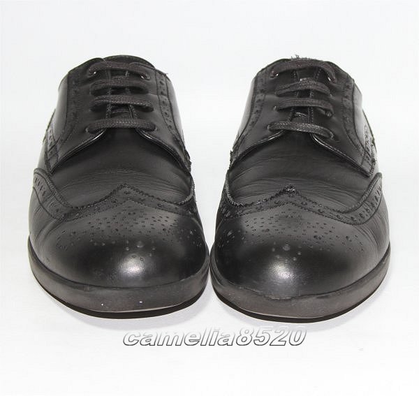 Di Franco ディフランコ ウィングチップ ビジネスシューズ 革靴 軽量 ブラック 黒 レザー 41 サイズ 約25.5cm イタリア製 中古 美品_画像3