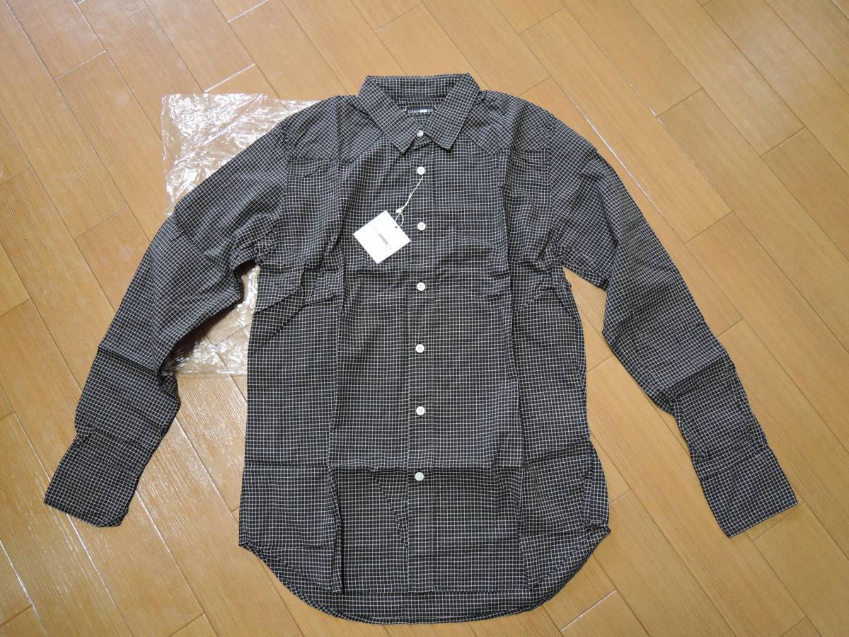 新品 カシュカ CASHCA ENGLAND ギンガム チェックシャツ M 黒 薄手 長袖 ウエスタン 定価19000円_画像2