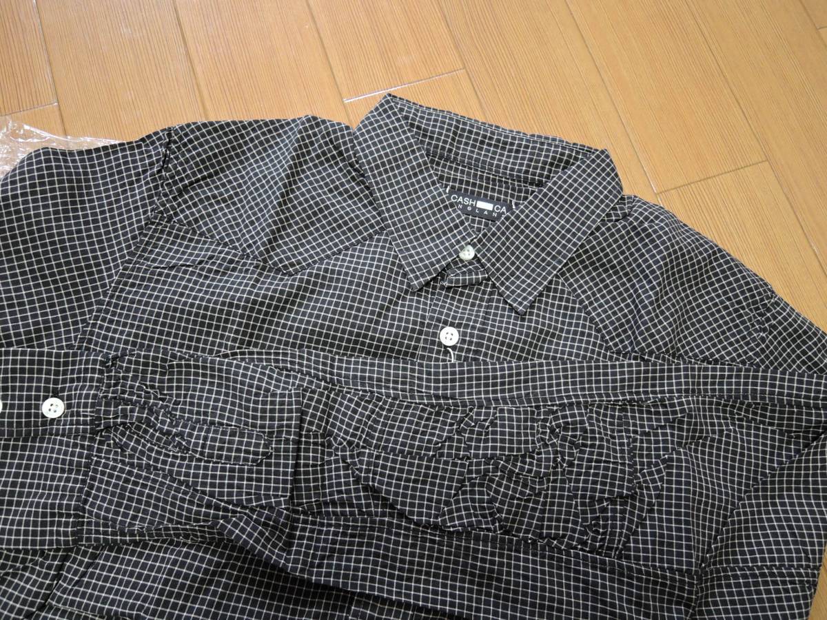 新品 カシュカ CASHCA ENGLAND ギンガム チェックシャツ M 黒 薄手 長袖 ウエスタン 定価19000円_画像4