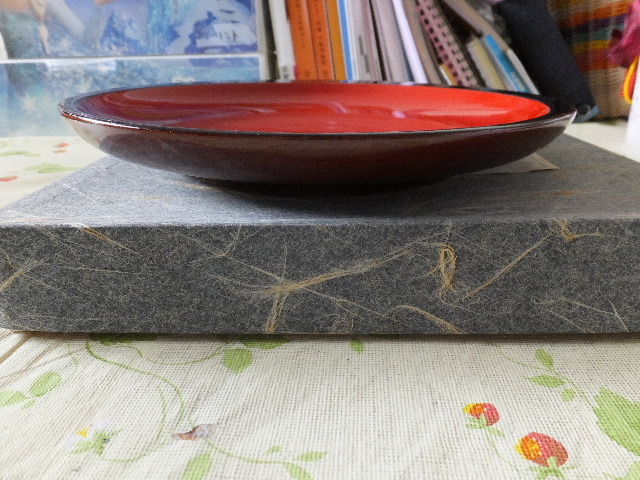 新品箱入 うるし塗　漆皿　天然木　菓子鉢　直径２４cm_画像4
