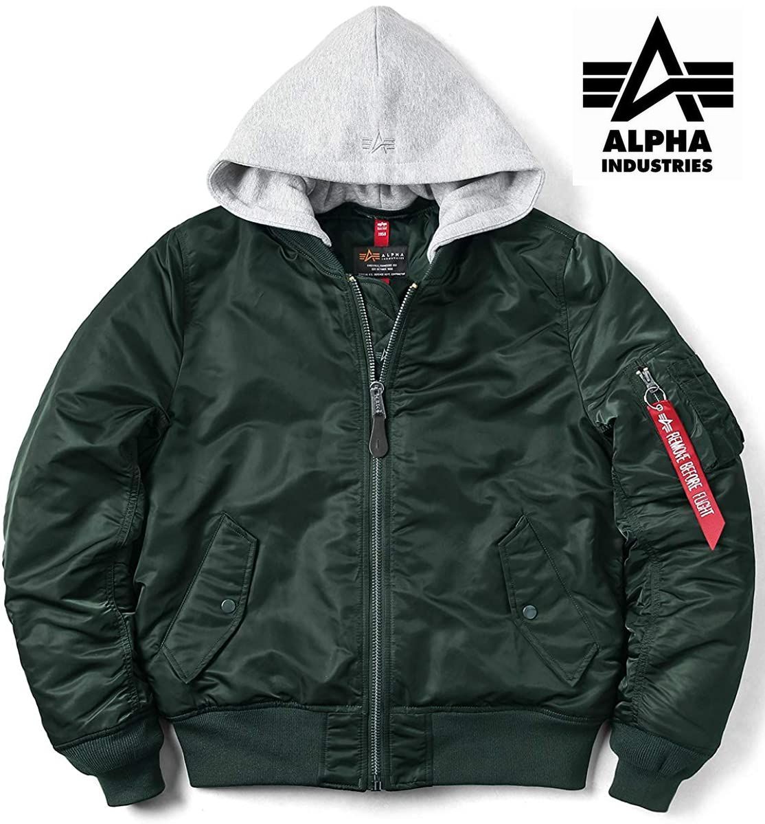 31.7%OFF!! ALPHA INDUSTRIES MA-1 NATUS フライトジャケット TA0130-219 L  フード着脱/中綿入り：定価20.350円