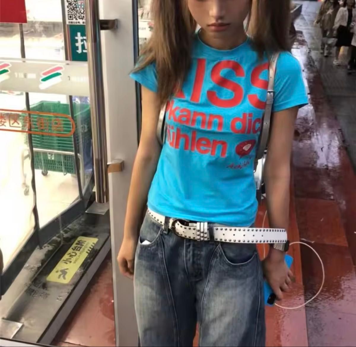 y2k00s平成ギャルadidasキャミ✴︎ピチTパンクフェアリーグランジ古着屋 キャミソール ヒョウ柄 青 ピチT y2karchiveフェアリーグランジ